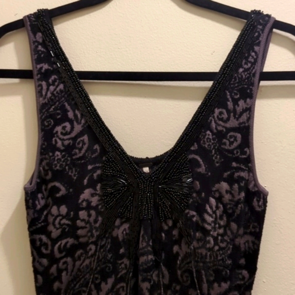 Free People Starstruck Black & Grey Beaded Knit Pullover Bodycon Mini Dress- XS - Picture 7 of 16
